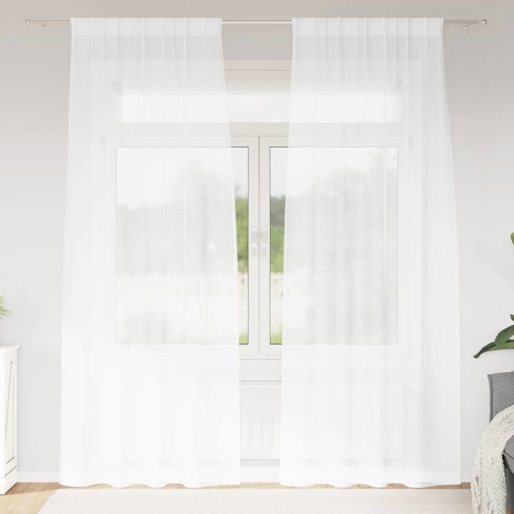 Voile zavjesa sa zavjesama 2 pcs Bijelo 260 x 140 cm Poliester