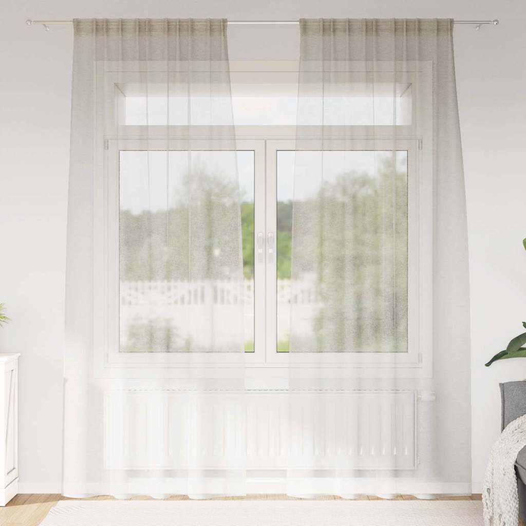 Voile zavjesa sa zavjesama 2 pcs Krema 260 x 140 cm Poliester