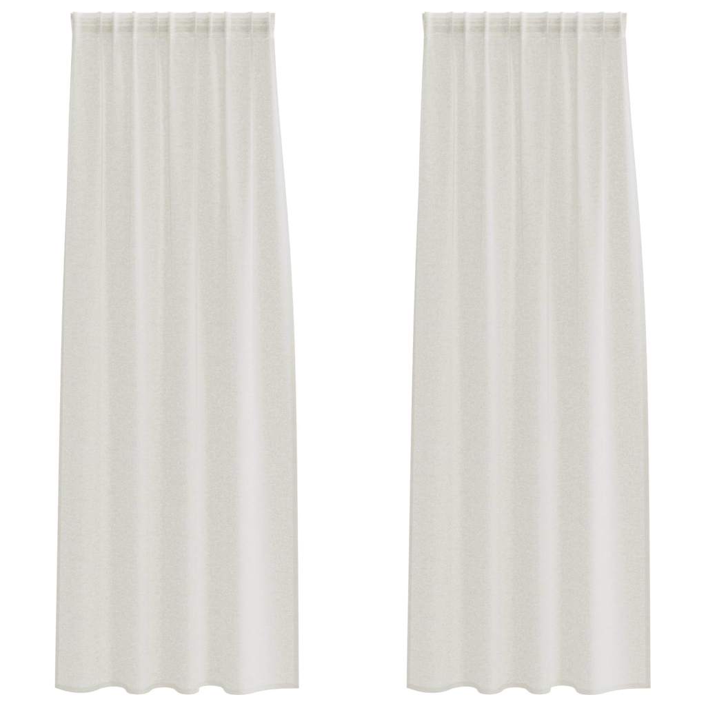 Voile zavjesa sa zavjesama 2 pcs Krema 260 x 140 cm Poliester
