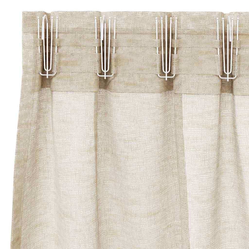 Voile zavjesa sa zavjesama 2 pcs Pijesak 225 x 140 cm Poliester