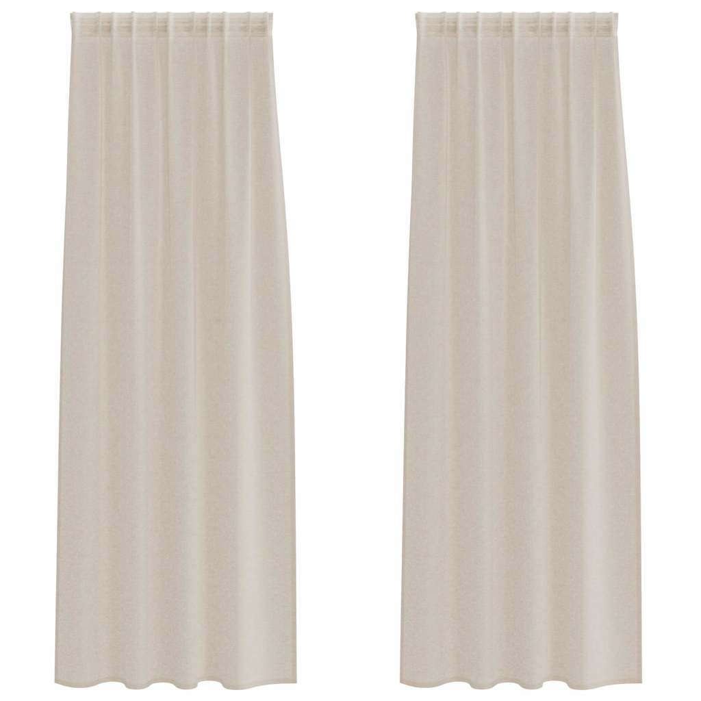 Voile zavjesa sa zavjesama 2 pcs Pijesak 260 x 140 cm Poliester
