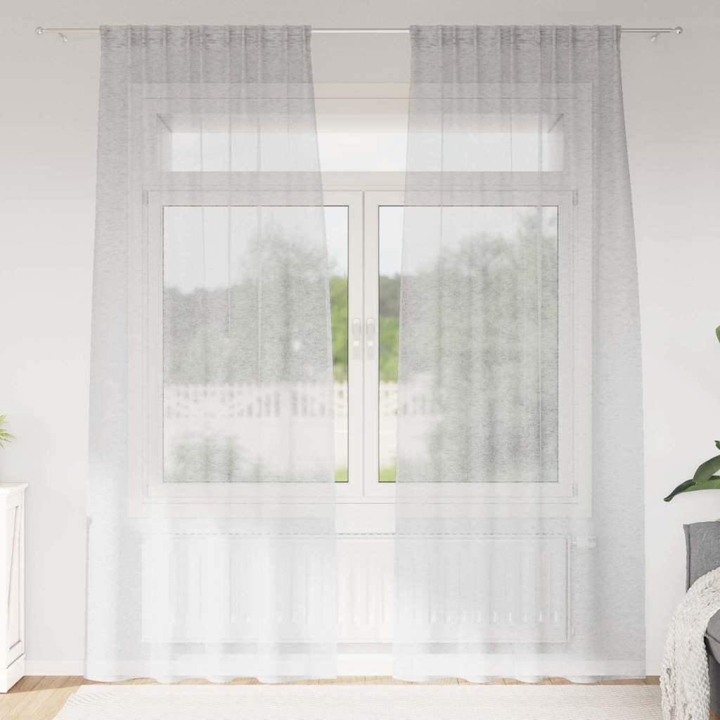 Voile zavjesa 2 pcs Svijetlo siva 245 x 140 cm Poliester