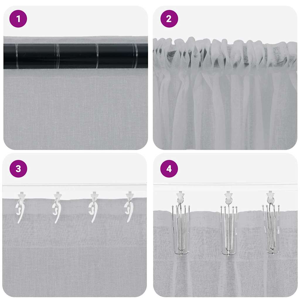 Voile zavjesa 2 pcs Tamno siva 140 x 140 cm Poliester