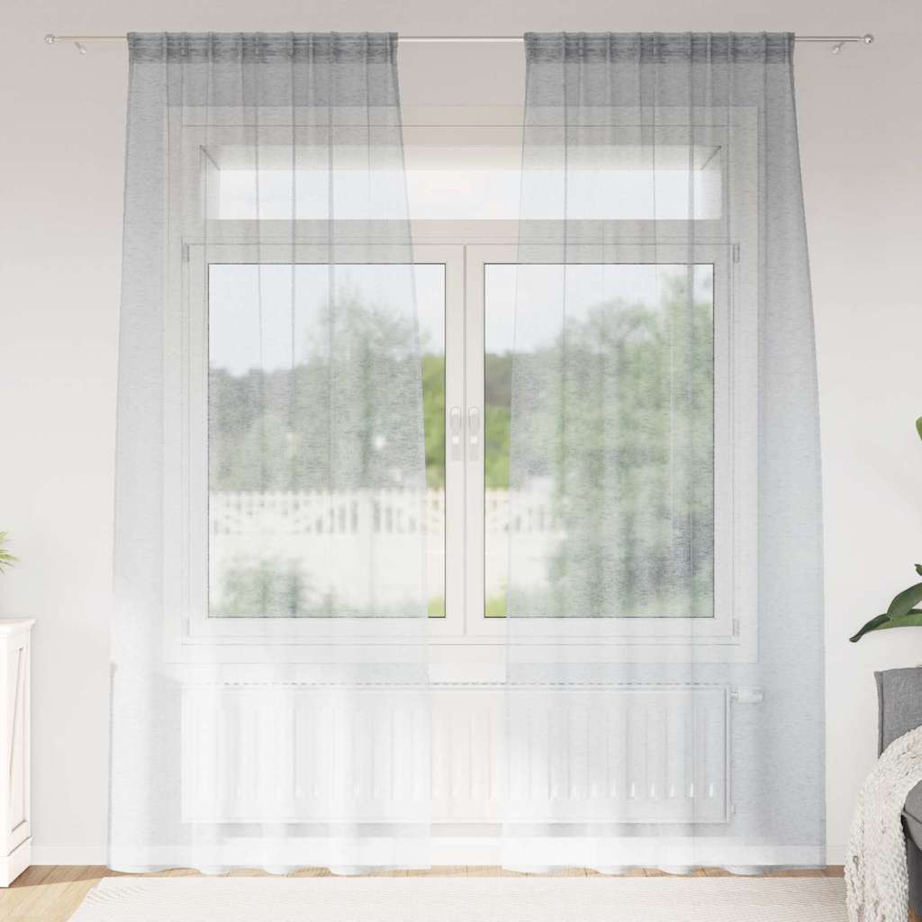 Voile zavjesa 2 pcs Tamno siva 225 x 140 cm Poliester