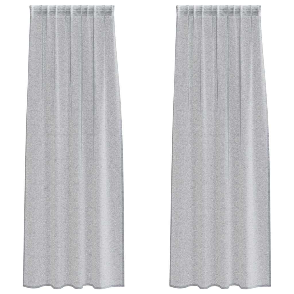 Voile zavjesa 2 pcs Tamno siva 245 x 140 cm Poliester