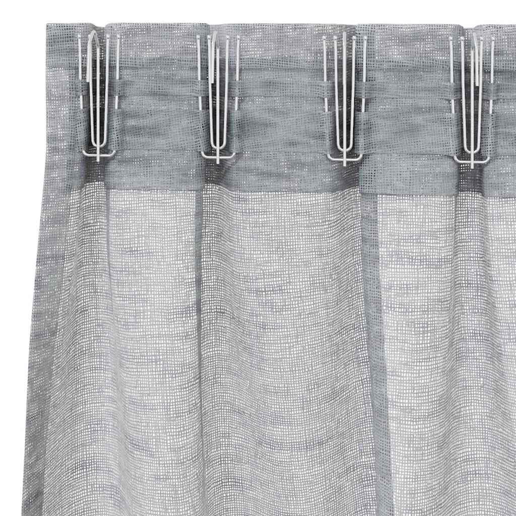 Voile zavjesa 2 pcs Tamno siva 260 x 140 cm Poliester