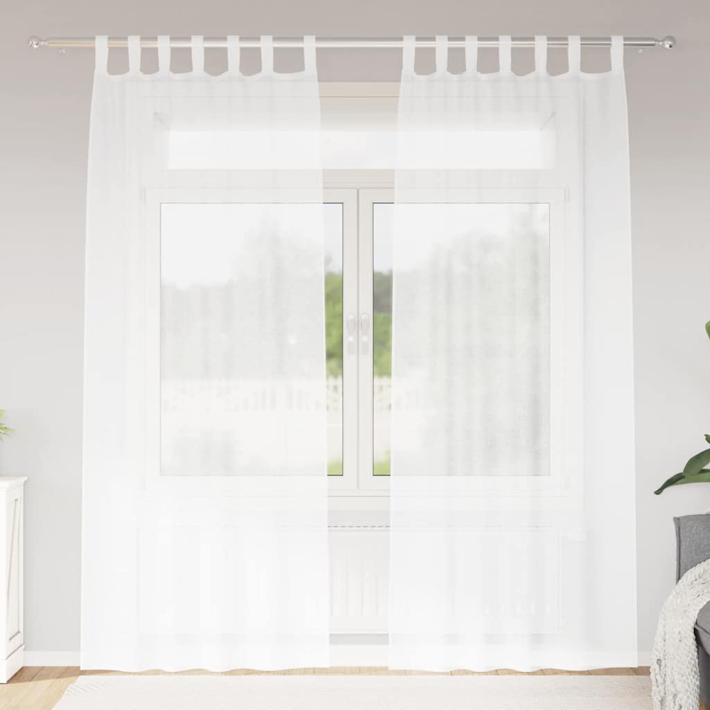 Voile zavjesa sa zavjesama 2 pcs Bijelo 225 x 140 cm Poliester