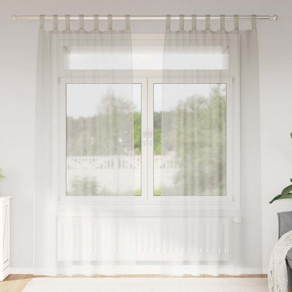 Voile zavjesa sa zavjesama 2 pcs Krema 260 x 140 cm Poliester