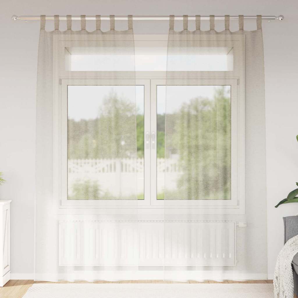 Voile zavjesa sa zavjesama 2 pcs Pijesak 245 x 140 cm Poliester