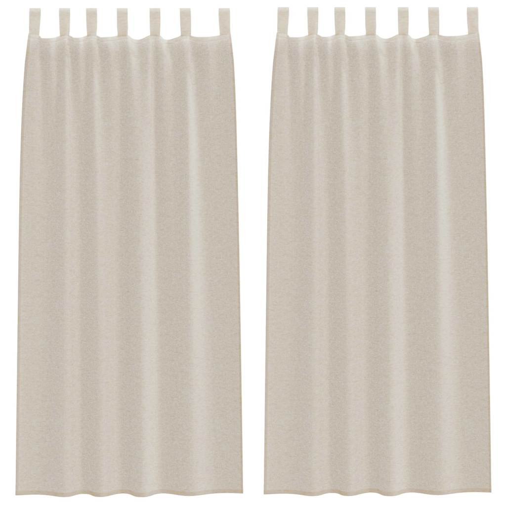 Voile zavjesa sa zavjesama 2 pcs Pijesak 245 x 140 cm Poliester