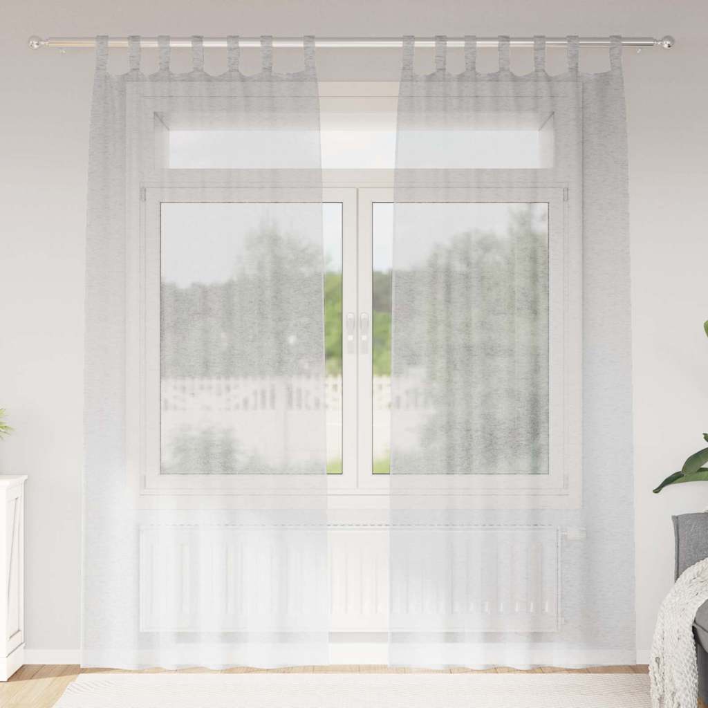 Voile zavjesa 2 pcs Svijetlo siva 245 x 140 cm Poliester