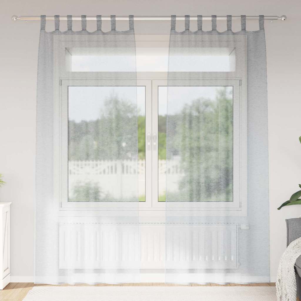 Voile zavjesa 2 pcs Tamno siva 225 x 140 cm Poliester