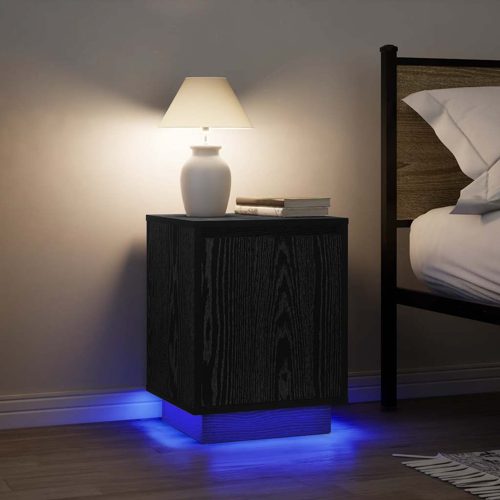 Noćni ormarići s LED svjetlima 2 kom crni 38x34x50 cm