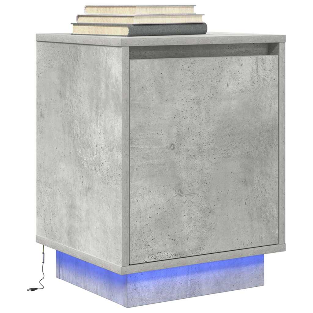 Noćni ormarići s LED svjetlima 2 kom boja betona 38x34x50 cm