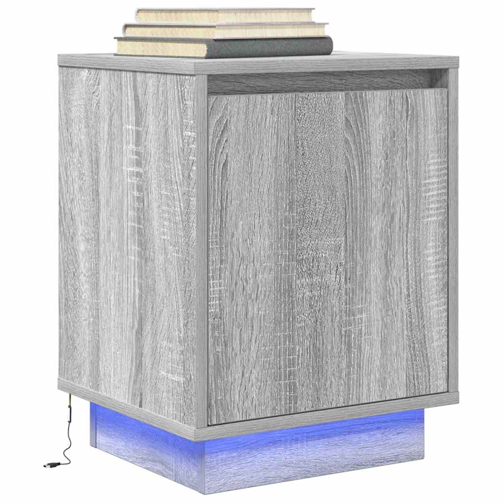 Noćni ormarići s LED svjetlima 2 kom boja hrasta 38x34x50 cm