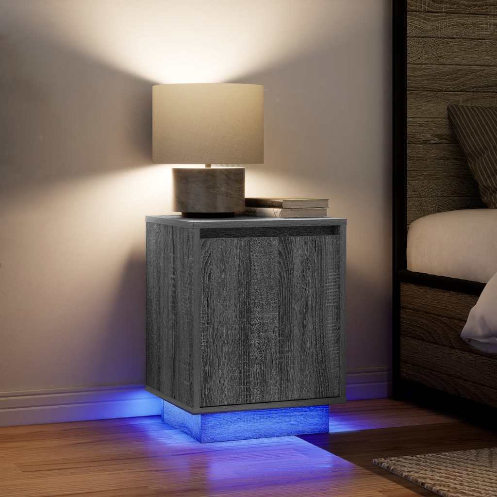 Noćni ormarići s LED svjetlima 2 kom boja hrasta 38x34x50 cm