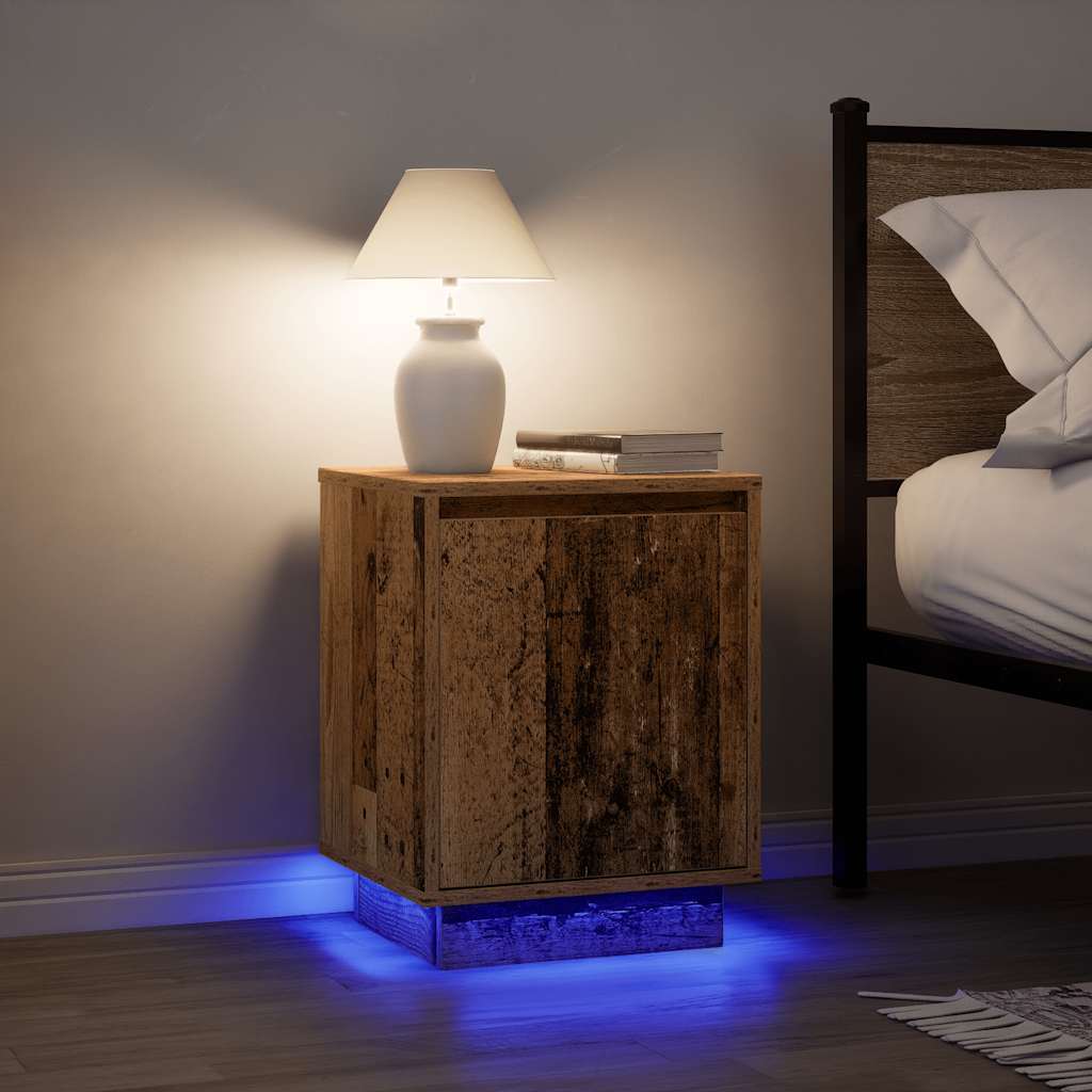 Noćni ormarići s LED svjetlima 2 kom boja drva 38x34x50 cm