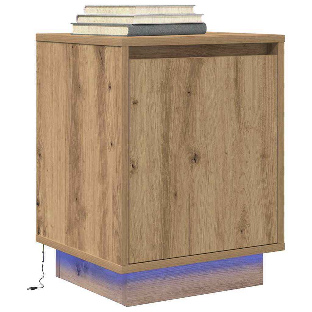 Noćni ormarići s LED svjetlima 2 kom boja hrasta 38x34x50 cm