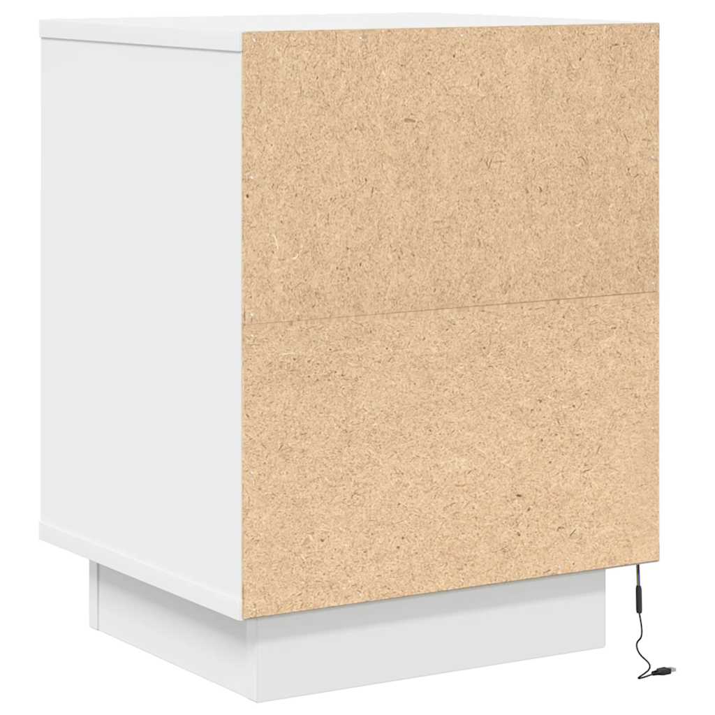 Noćni ormarići s LED svjetlima 2 kom bijeli 38x34x50 cm