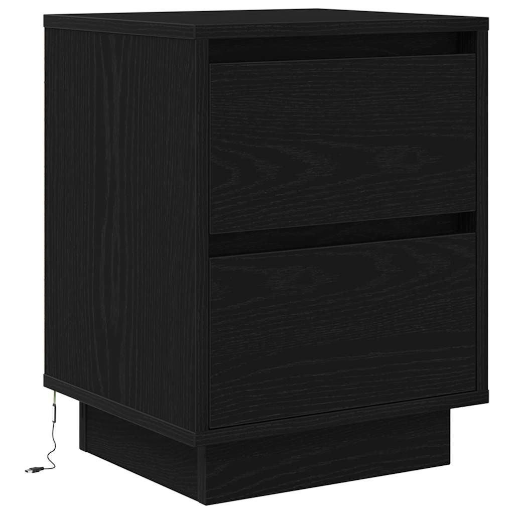 Noćni ormarić s LED svjetlima crni 38x34x50 cm