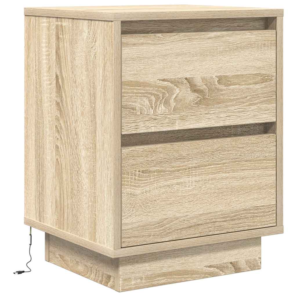 Noćni ormarići s LED svjetlima 2 kom boja hrasta 38x34x50 cm