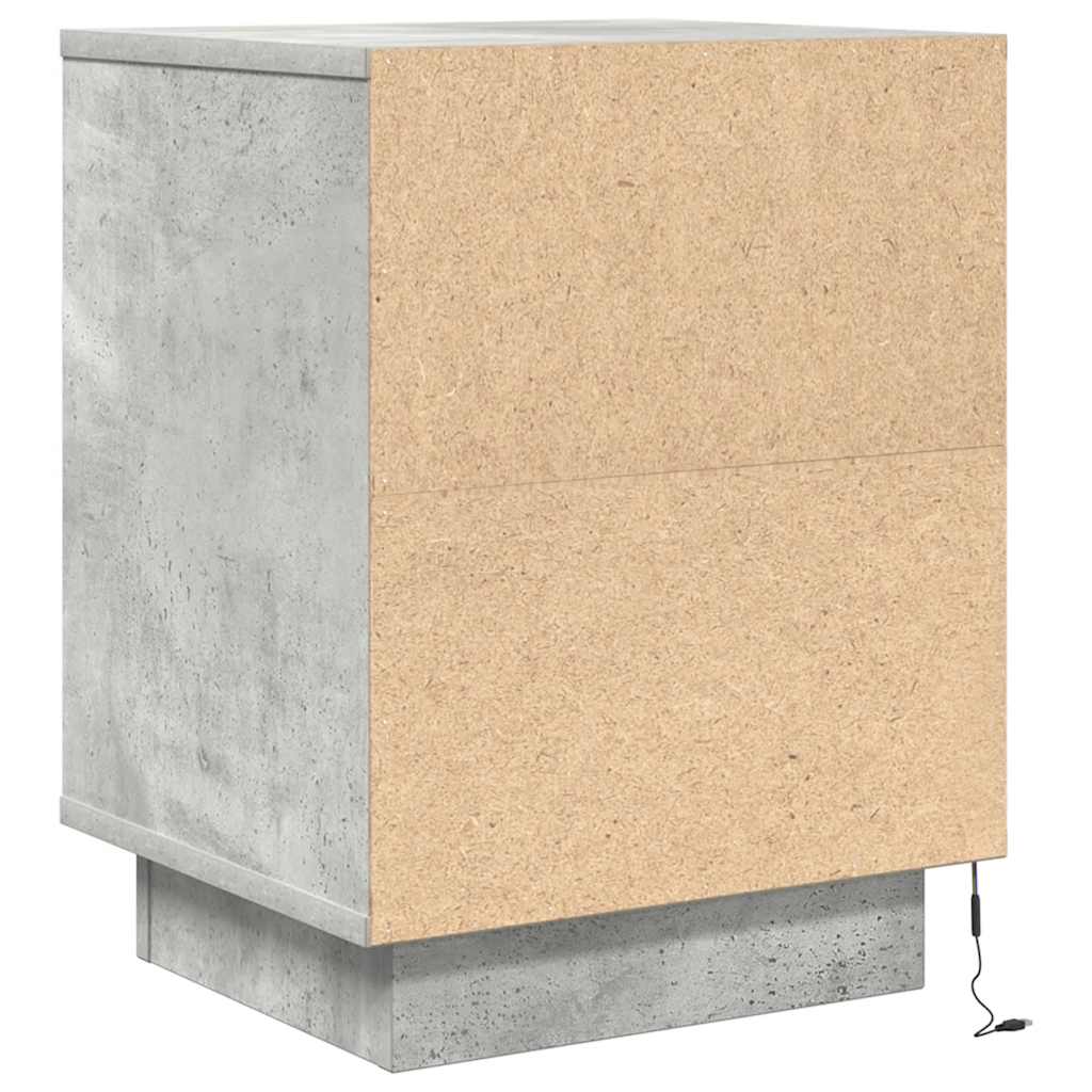 Noćni ormarići s LED svjetlima 2 kom boja betona 38x34x50 cm