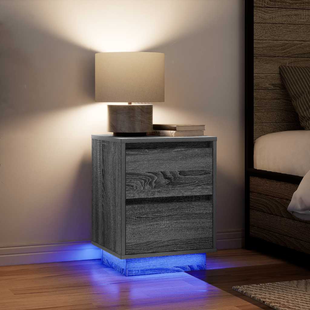 Noćni ormarići s LED svjetlima 2 kom boja hrasta 38x34x50 cm