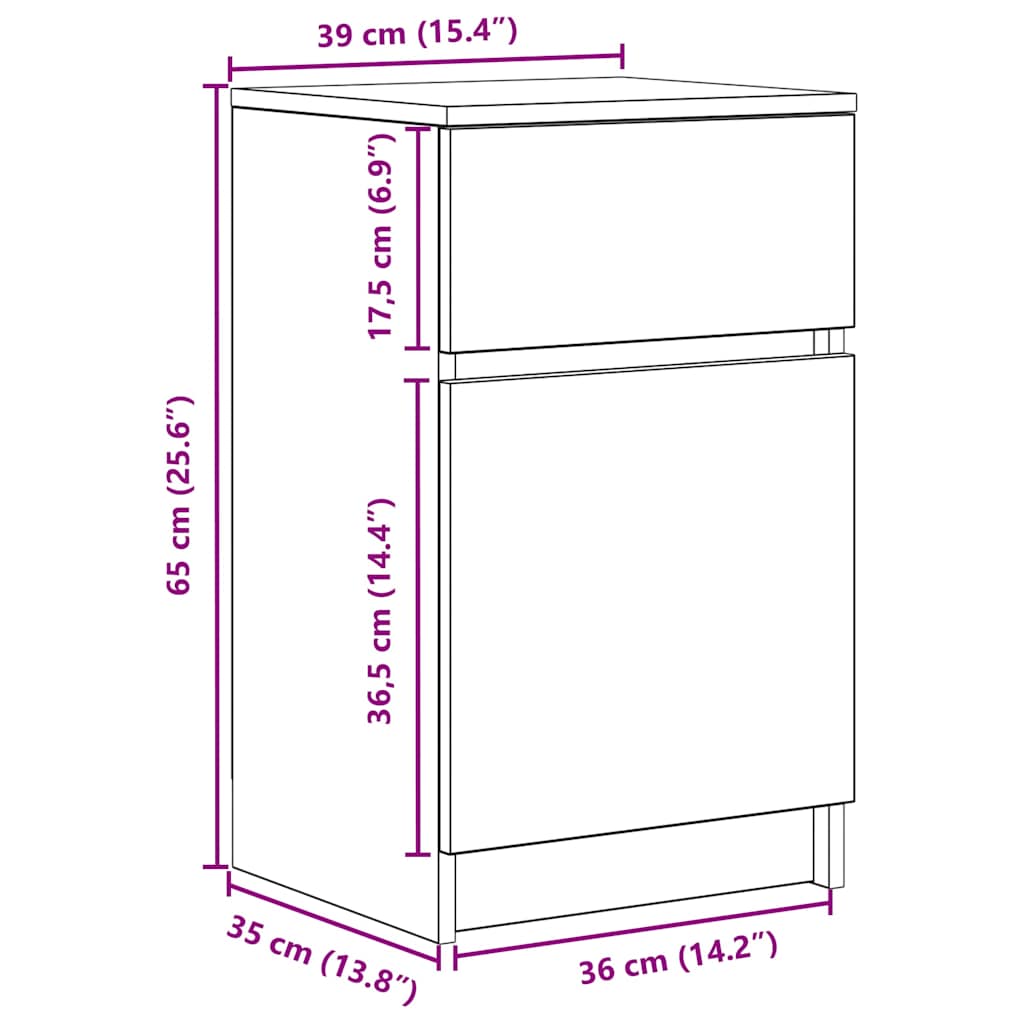 Noćni ormarići 2 kom beton sivi 39x35x65 cm Konstruirano drvo