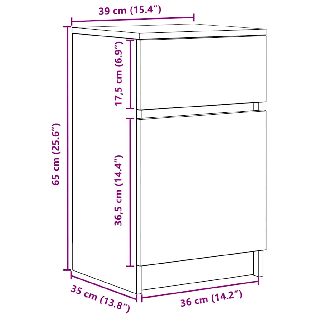 Noćni ormarići 2 kom staro drvo 39x35x65 cm konstruirano drvo