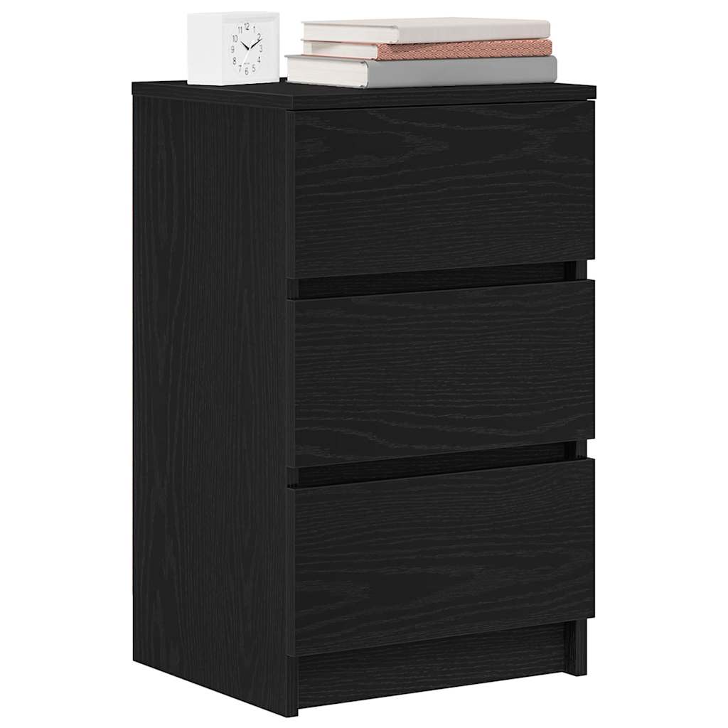 Noćni ormarići s 3 ladice 2 kom crni 39x35x65 cm