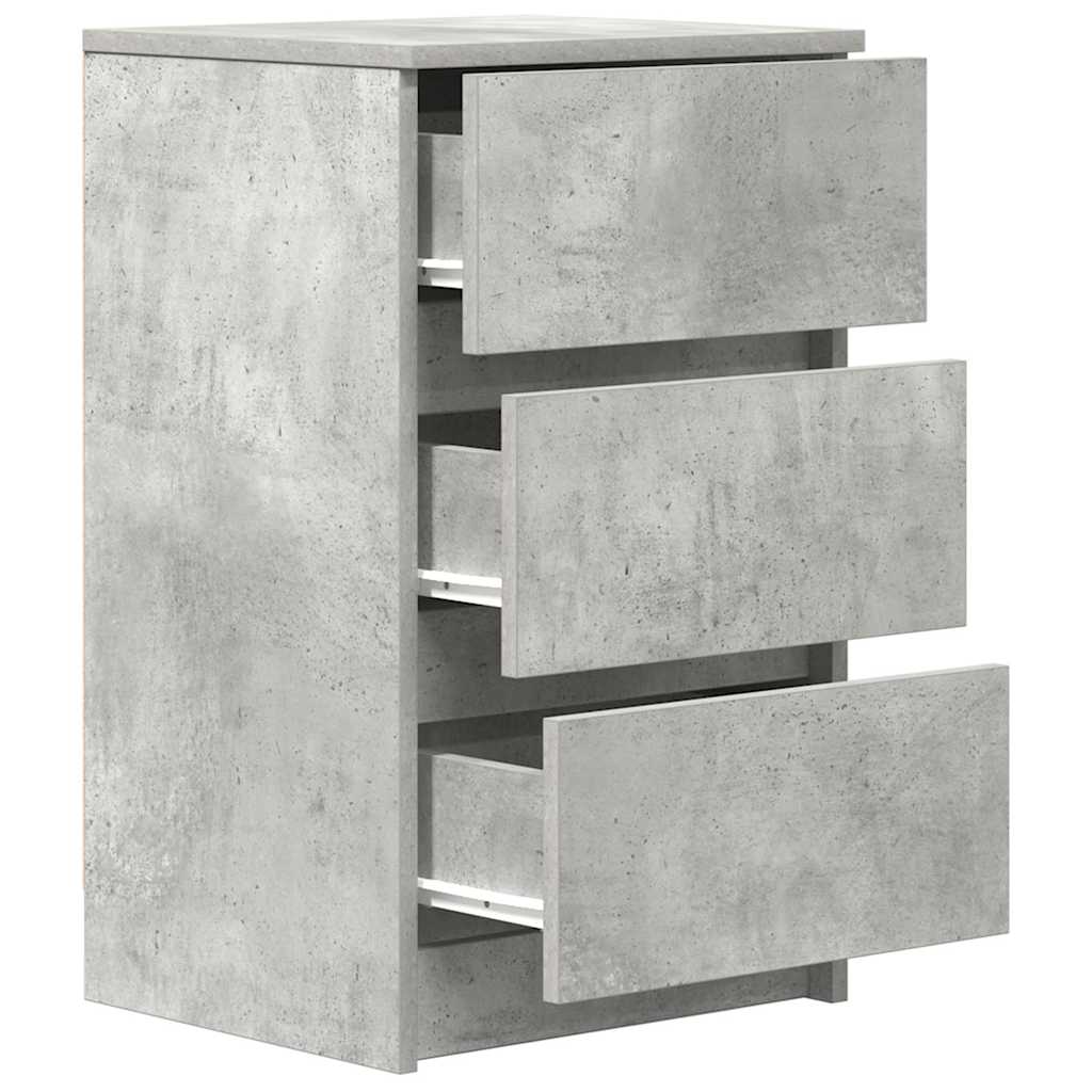 Noćni ormarić s 3 ladice beton siva 39x35x65 cm