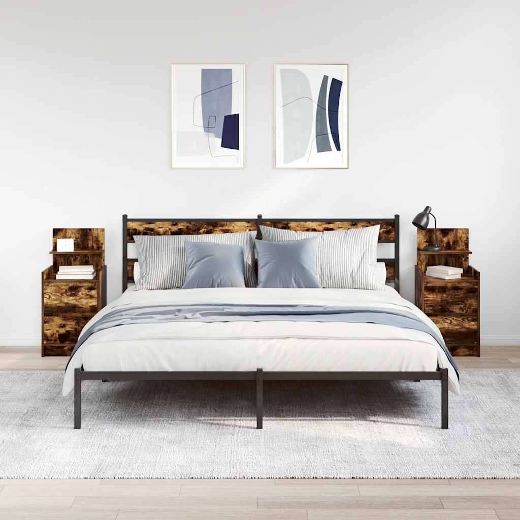 Noćni ormarići s 2 ladice 2 kom dimljeni hrast 38x34x80 cm