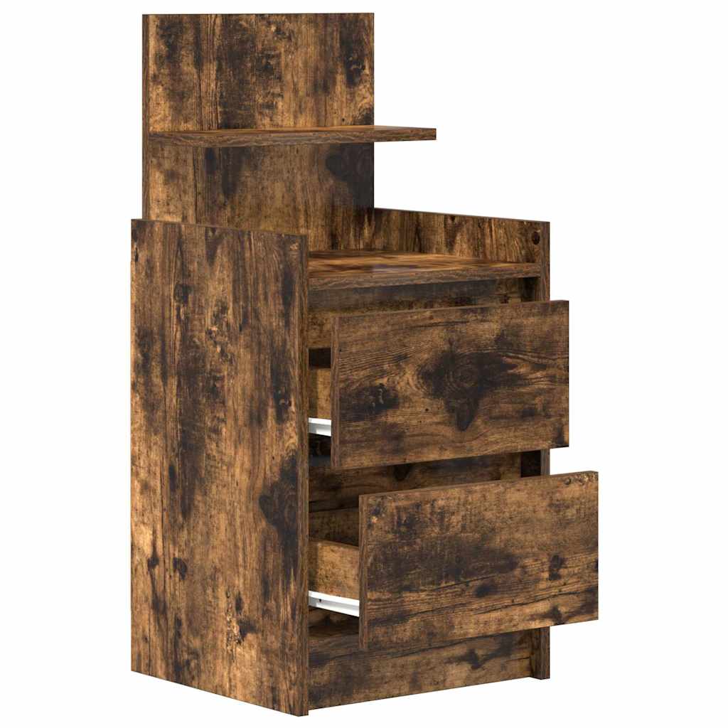 Noćni ormarići s 2 ladice 2 kom dimljeni hrast 38x34x80 cm