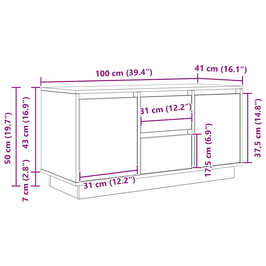 TV ormarić s LED svjetlima boja smeđeg hrasta 100x41x50 cm