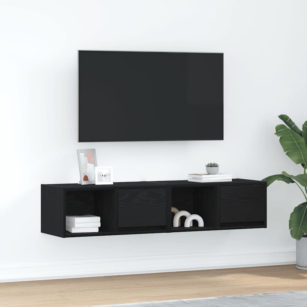 TV ormarići 2 kom crni hrast 60x31x25,5 cm konstruiranog drva