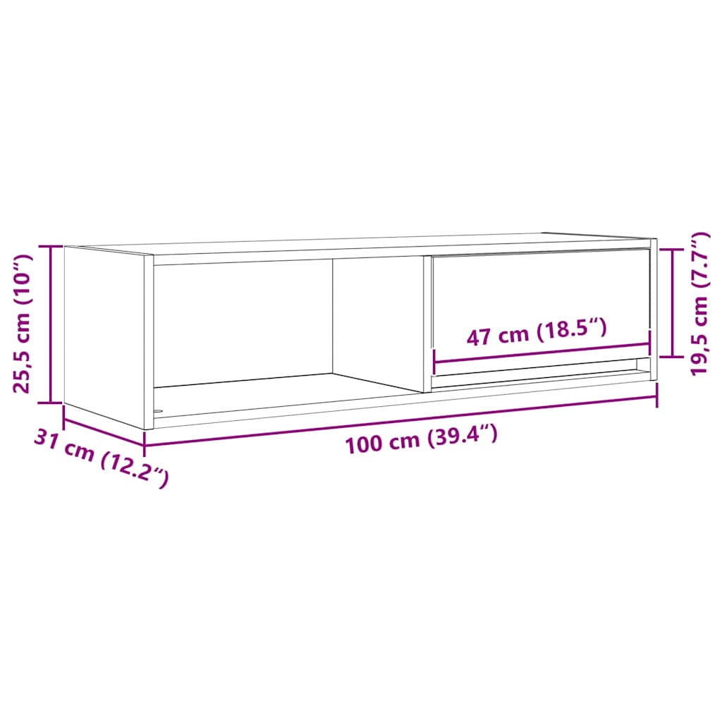 TV ormarić boja hrasta sonome 100x31x25,5 cm konstruirano drvo