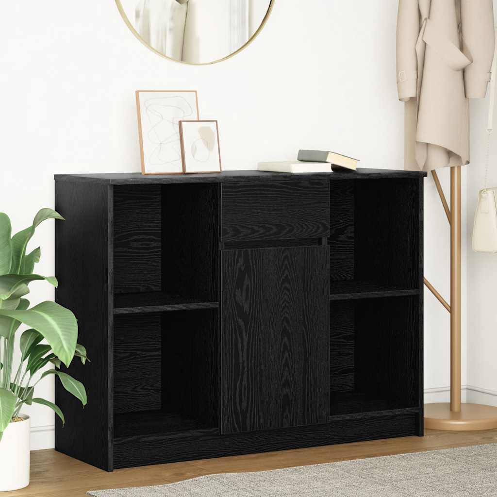 Komoda s ladicama crni hrast 101x35x76 cm konstruirano drvo