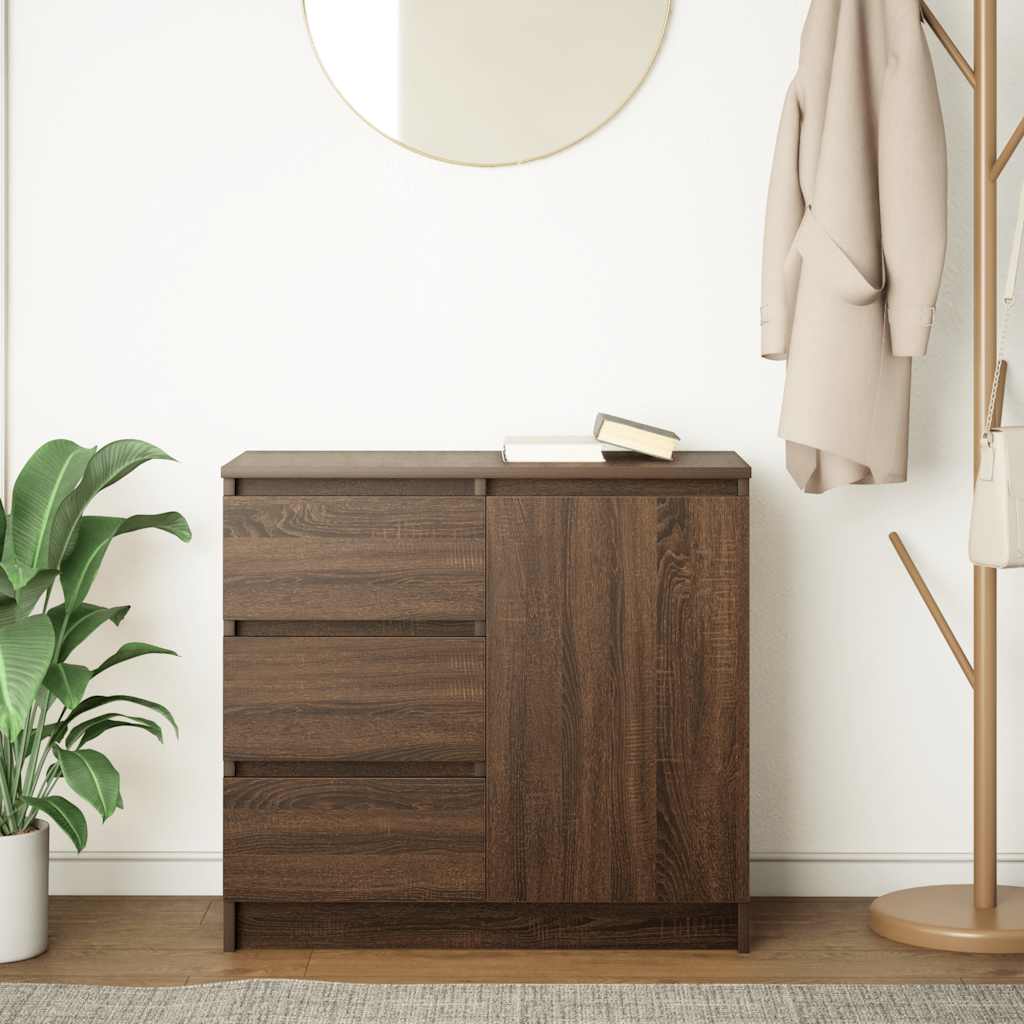 Komoda s ladicama smeđeg hrasta 71x35x65 cm konstruirano drvo