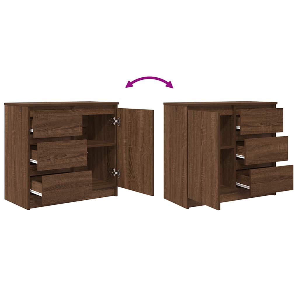 Komoda s ladicama smeđeg hrasta 71x35x65 cm konstruirano drvo