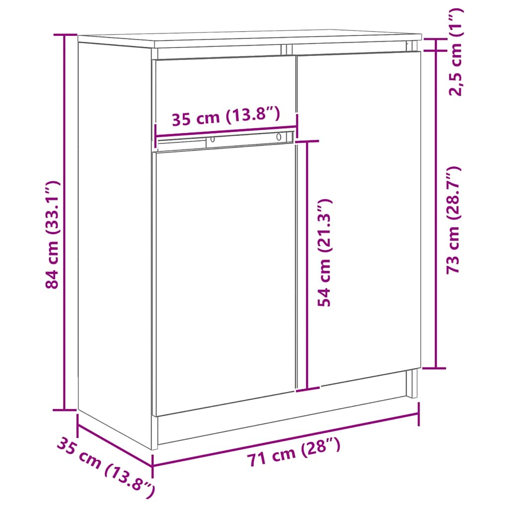 Komoda s ladicama beton siva 71x35x84 cm konstruirano drvo