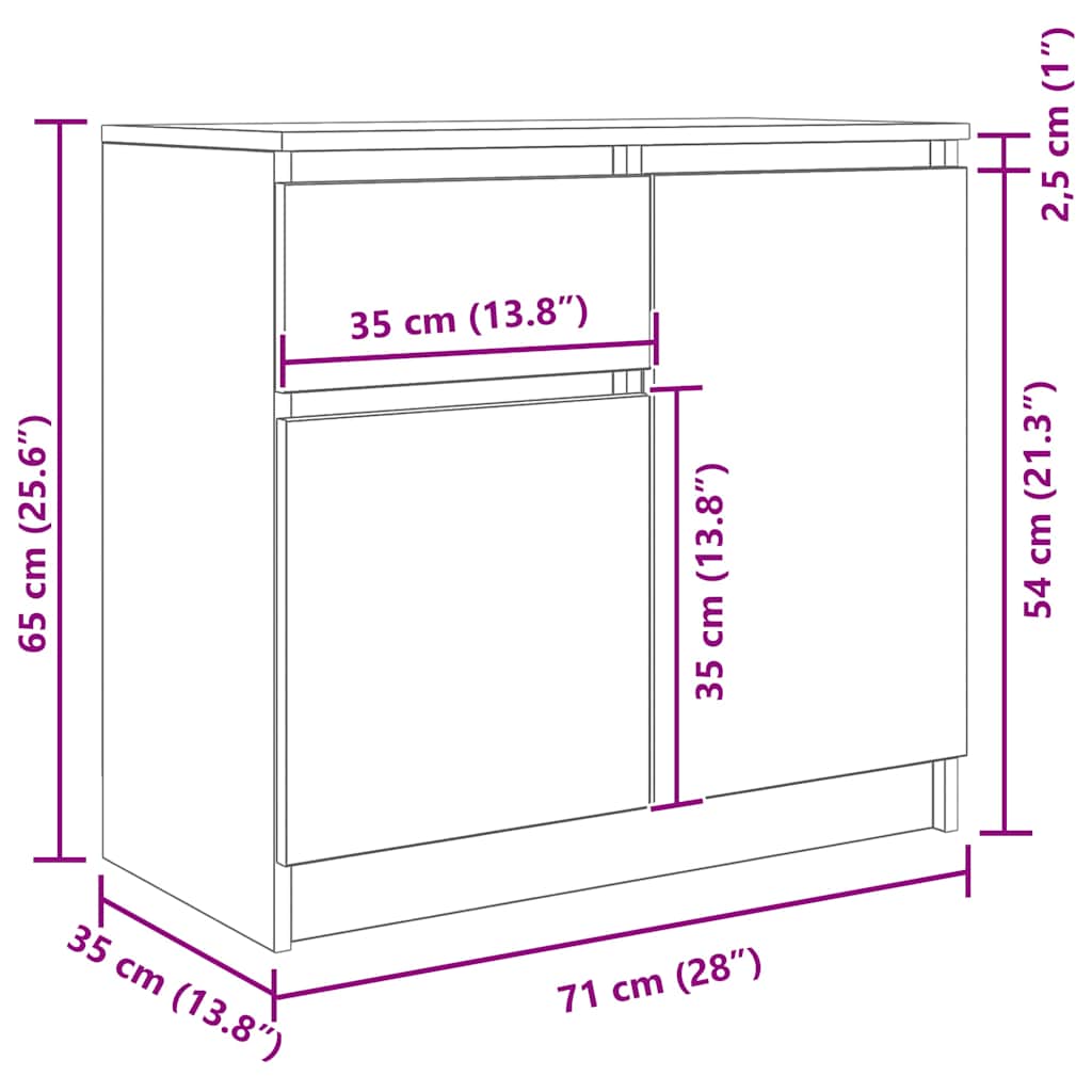 Komoda s ladicama dimljenog hrasta 71x35x65cm konstruirano drvo
