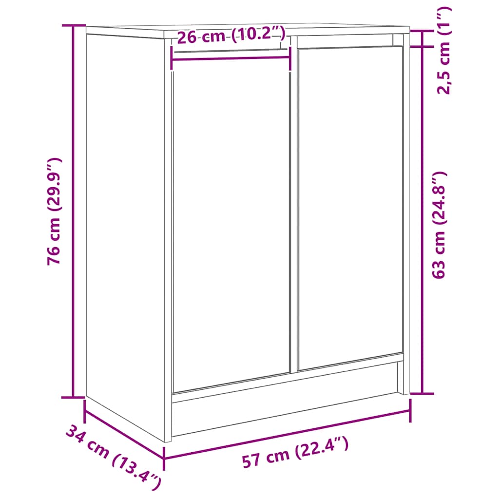 Komoda crni hrast 57x34x76 cm konstruirano drvo