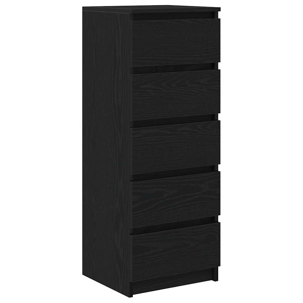 Komoda s ladicama crni hrast 37,5x35x99 cm konstruirano drvo