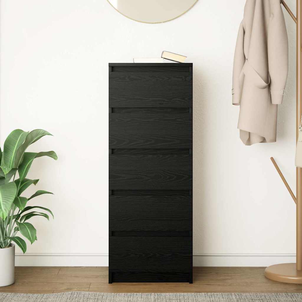 Komoda s ladicama crni hrast 37,5x35x99 cm konstruirano drvo