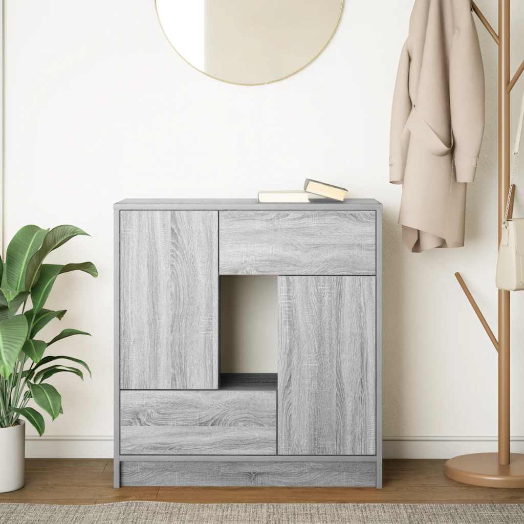 Komoda s ladicama i vratima siva sonoma 70,5x34x74,5 cm