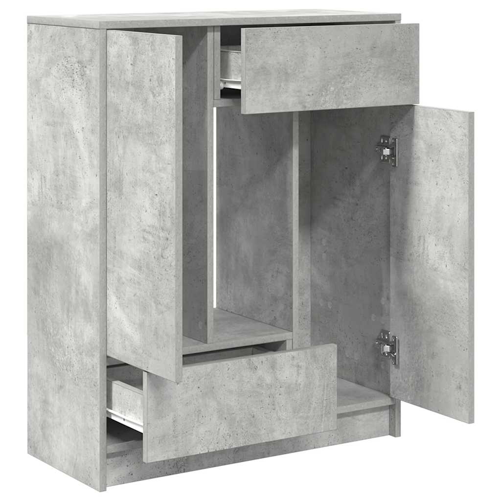 Komoda s ladicama i vratima beton siva 73x31x90 cm