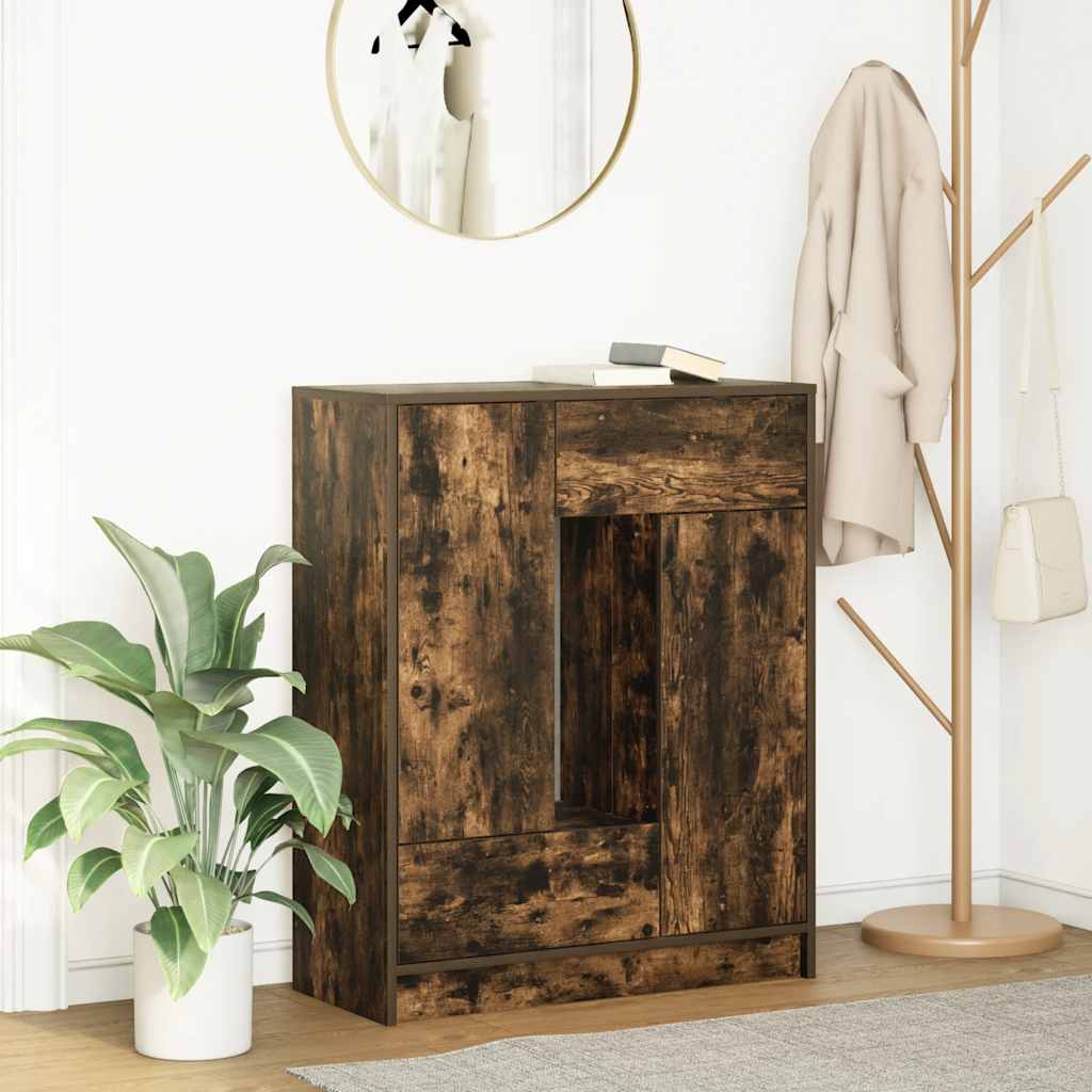 Komoda s ladicama i vratima dimljeni hrast 73x31x90 cm