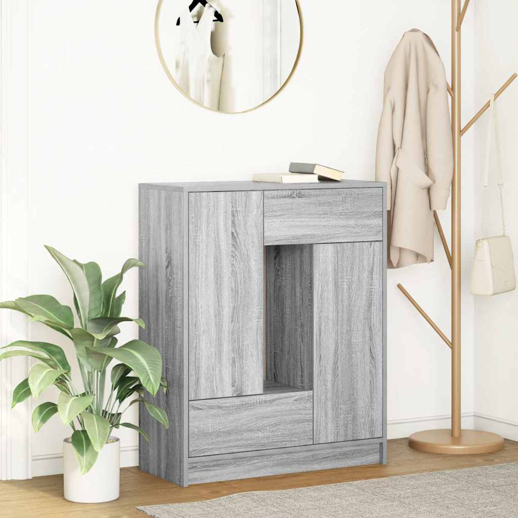 Komoda s ladicama i vratima siva sonoma 73x31x90 cm