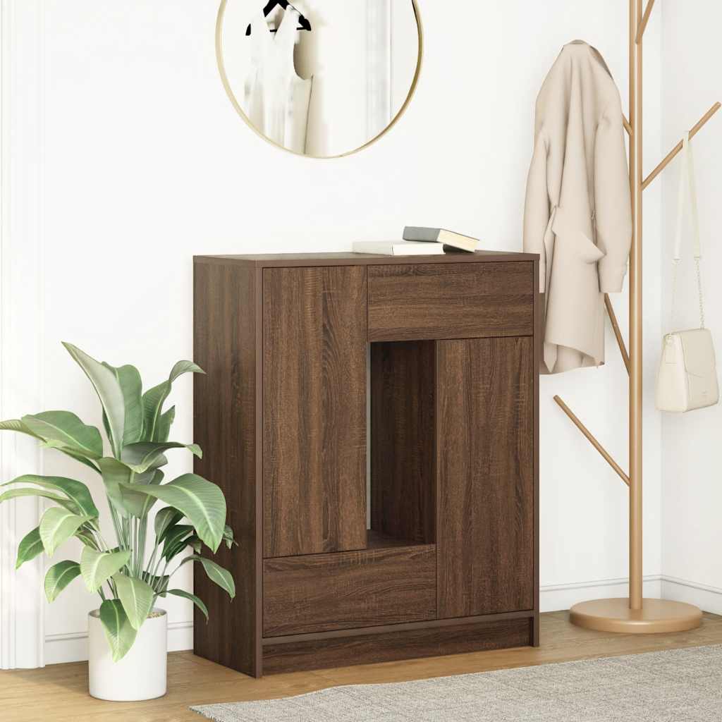Komoda s ladicama i vratima smeđi hrast 73x31x90 cm