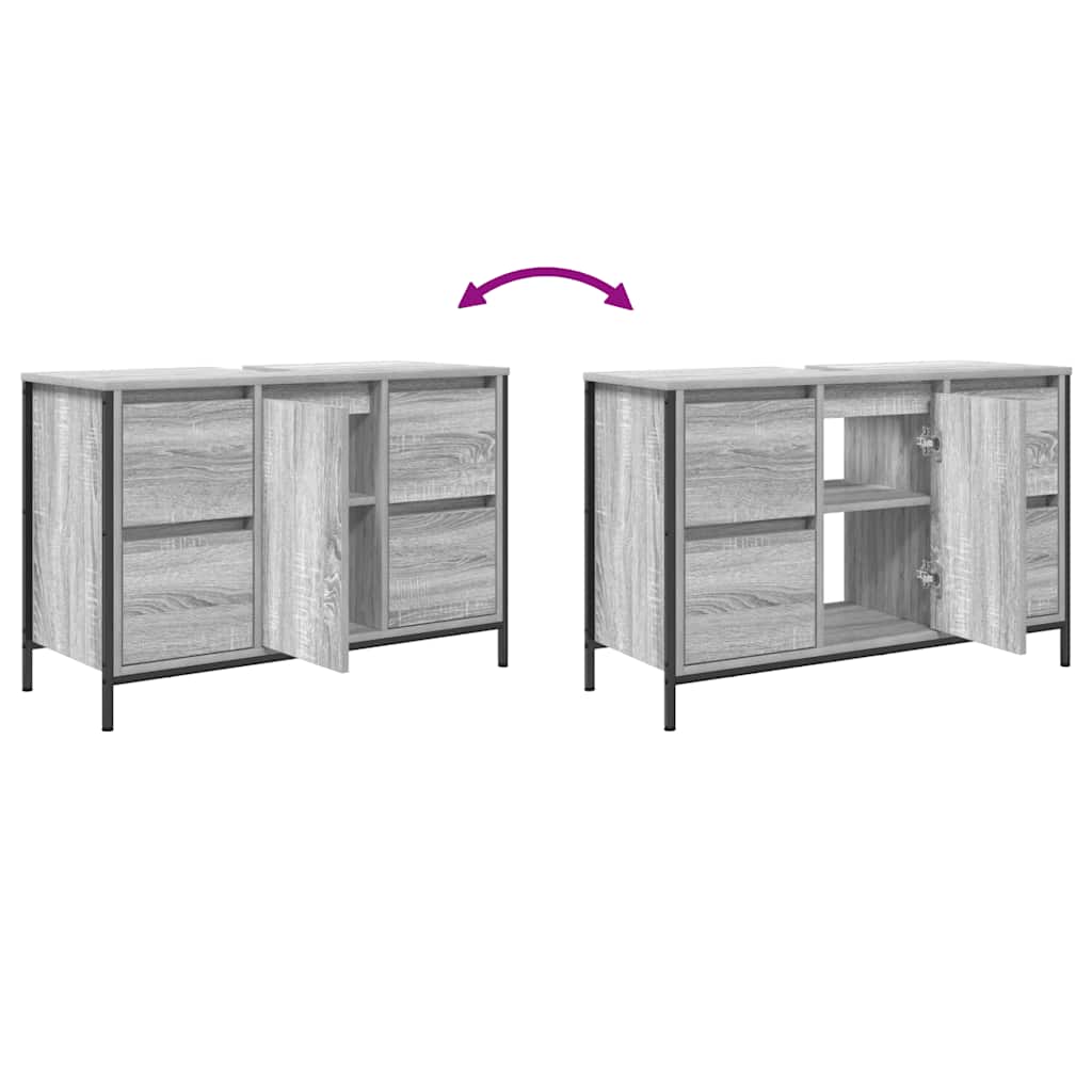 Ormarić za umivaonik s ladicama siva sonoma 90x34,5x60 cm